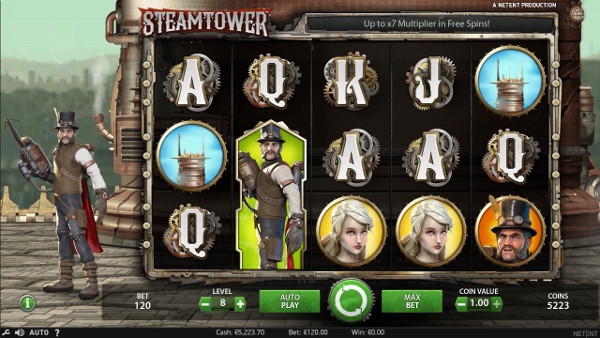 Игровой автомат Steam Tower - получай бездепозитные бонусы в казино