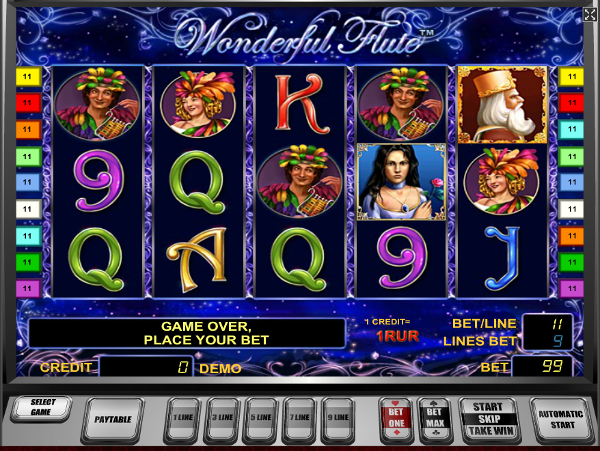 Игровой автомат Wonderful Flute - регулярные выигрыши в казино Вулкан